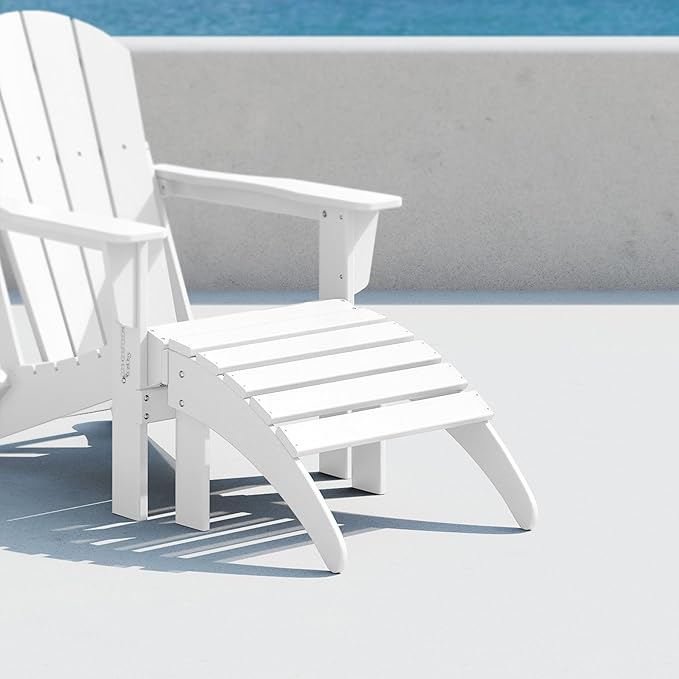 Costaelm Adirondack Chair Footrest Foldable Ottoman, Folding Ottoman Outdoor Foot Rest for Patio Waterproof, Adirondack Ottoman Outdoor, White