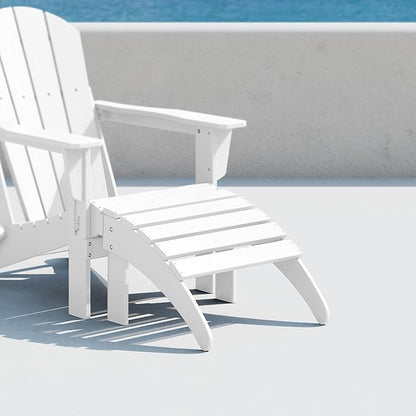 Costaelm Adirondack Chair Footrest Foldable Ottoman, Folding Ottoman Outdoor Foot Rest for Patio Waterproof, Adirondack Ottoman Outdoor, White
