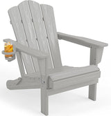 KINGYES Folding Adirondack Chair, HDPE All-Weather Patio Chairs with Cup Holder - Photo 1