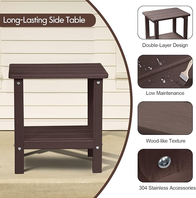 Folding Adirondack Chairs, HDPE Plastic Adirondack Chair with Side Table, Weather Resistant, Unfading, for Patio - Photo 5