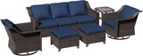 6 Pieces Patio Conversation Furniture Set - 1 Sofa, 2 Swivel Chairs, 2 Ottomans, 1 Side Table - Photo 7
