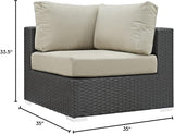 Modway EEI-1856-CHC-BEI Sojourn Wicker Rattan Outdoor Patio Coffee Table, Corner, Canvas Antique Beige - Photo 2