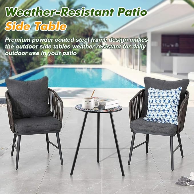 1 Pack Metal Outdoor Side Table Small Outside Round End Table for Patio Modern Accent Garden Corner Table for Small - Photo 5