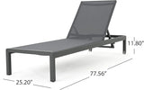 Christopher Knight Home Cape Coral Outdoor Aluminum Chaise Lounge with Mesh Seat, Grey / Dark Grey - Photo 3