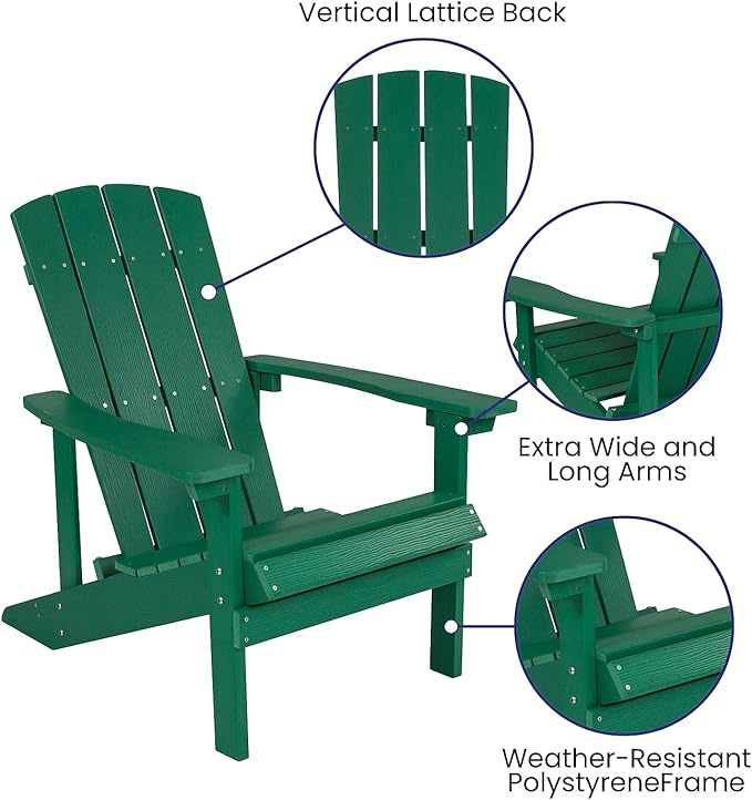 Flash Furniture Charlestown Commercial Grade Indoor/Outdoor Adirondack Chair - Photo 4