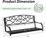 Giantex Metal Porch Swings 2 Person Outdoor Hanging Garden Bench with Sturdy Chains, Wide Seat & Curved Armrests - Photo 7