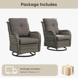 Belord Outdoor Swivel Chairs Set of 2, Patio Wicker Rocker Chairs, All Weather Patio Conversation Furniture Set - Photo 8