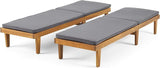 Christopher Knight Home Madge Oudoor Chaise Lounge with Cushion (Set of 2), Teak Finish, Dark Gray - Photo 6