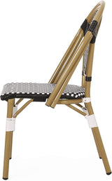 Gwendolyn Outdoor French Bistro Chairs (Set of 2), Black, White, and Bamboo Finish - Photo 10