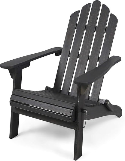 Christopher Knight Home Cara Outdoor Foldable Acacia Wood Adirondack Chair, Dark Gray Finish