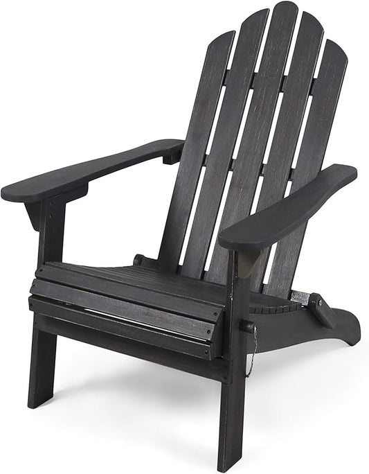 Christopher Knight Home Cara Outdoor Foldable Acacia Wood Adirondack Chair, Dark Gray Finish
