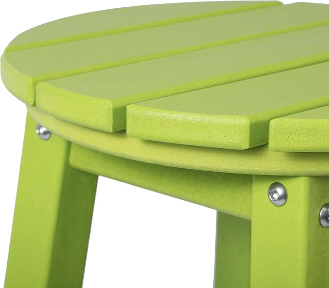 Costaelm 29" Height Outdoor Bar Stools, All-Weather Bar Stools, Adirondack Poly Patio Round Bar Stool for Patio, Deck, Kitchen Counter and Garden, Lime