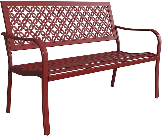 Grand patio Garden Bench, Outdoor Benches with Anti-Rust Metal Powder Coated Frame - Photo 1