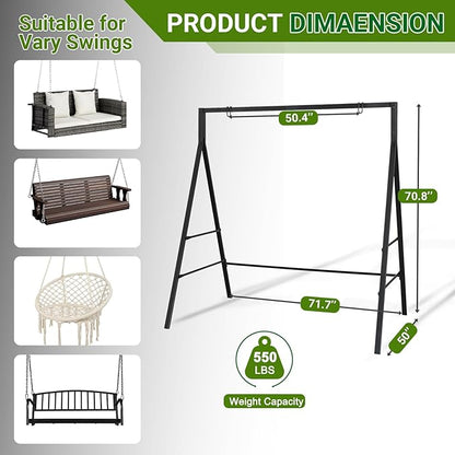 Zimtown Outdoor Swing Frame, Porch Swing Stand,Weatherproof Powder-Coated Metal, 450 lbs Weight Capacity, Sturdy No Wobble, Compatible with Hanging Chairs Swings, for Balcony, Backyard, Garden
