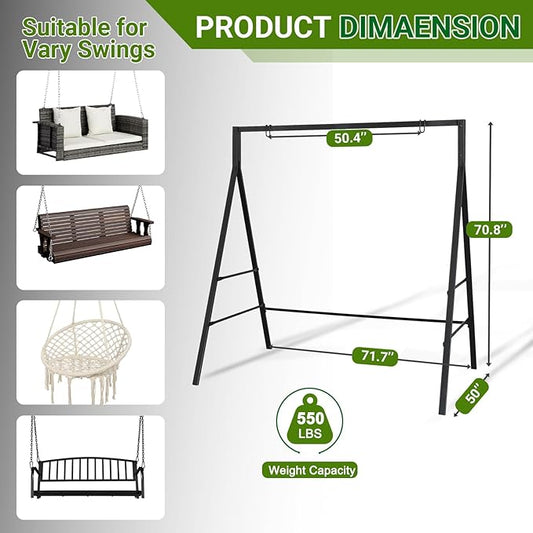 Zimtown Outdoor Swing Frame, Porch Swing Stand,Weatherproof Powder-Coated Metal, 450 lbs Weight Capacity, Sturdy No Wobble, Compatible with Hanging Chairs Swings, for Balcony, Backyard, Garden
