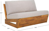 SAFAVIEH Outdoor Patio Furniture Collection Lynn Natural & Light Grey Solid Wood Sofa (PAT7329B) - Photo 3