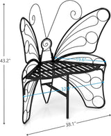 Pink Butterfly Benches Outdoors, Pretty Garden Bench & Cute Metal Outside Bench - Photo 3