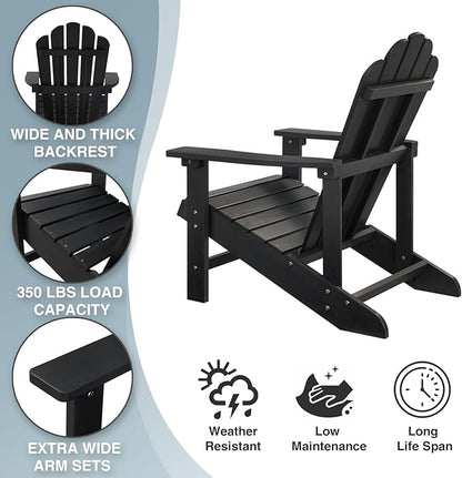 Adirondack Chairs Weather Resistant, Patio Firepit Chair, Sturdy Outside Chairs, Lawn Chairs, Easy Assembly 350lb, for Outdoor Patio Yard