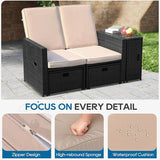 5PCS Outdoor Wicker Chaise Lounge Chair - Rattan Adjustable Reclining Patio Lounge Chair with Ottoman and Coffee Table - Photo 6