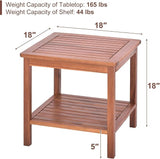 RELAX4LIFE Adirondack Outdoor Side Table - 2-Tier Acacia Wood Square End Tables w/Slatted Tabletop & Shelf for Garden - Photo 3