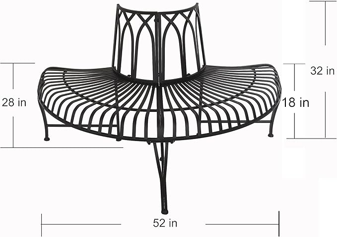 Hi-Line Gift Ltd. Semi-Circle Black Matal Tree Wrap Garden Bench