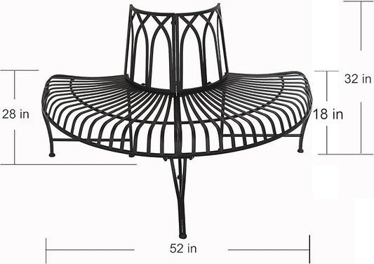 Hi-Line Gift Ltd. Semi-Circle Black Matal Tree Wrap Garden Bench