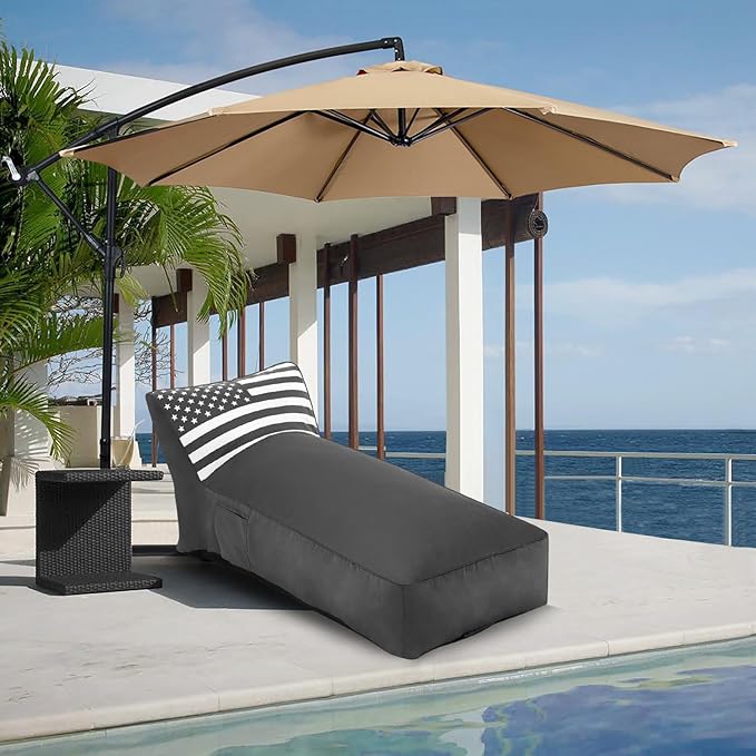 Outdoor Chaise Lounge Chair, Sunbed UV Resistant American Flag Sofa Couch Patio Waterproof Outside Sunlounge Reclining - Photo 1