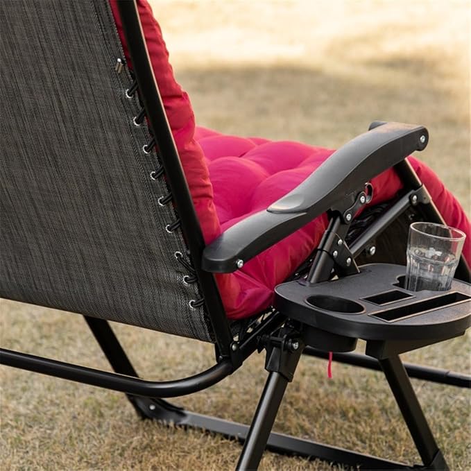 Red Reclining Lounge Chair - for Beach, Yard, Pool, Deck, Patio Outdoor Chaise Lounge, Reclining Adjustable Chair for Sunbathing, Folding Chair 35.5" L x 27.5" W x 46.5" H