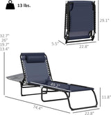 Outsunny Folding Chaise Lounge Chair, Patio Sun Tanning Chair, Outdoor Chaise Lounger with 4-Position Reclining Back - Photo 3