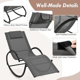 Tangkula Rocking Lounge Chair Outdoor, Zero Gravity Chaise Lounger with Removable Headrest, Fabric Backrest & Seat - Photo 5