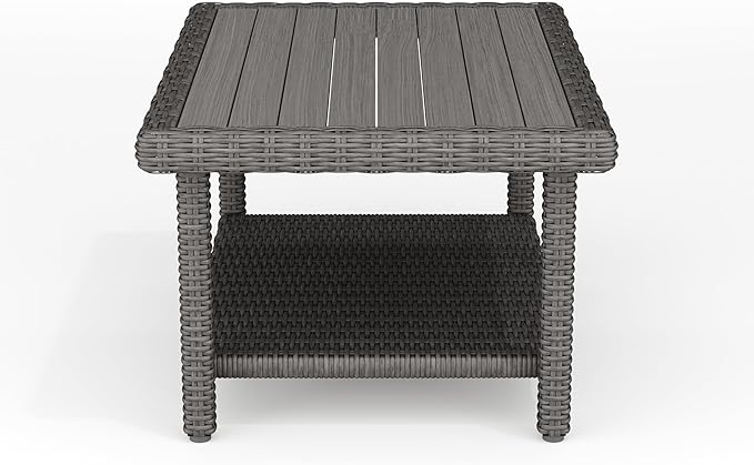 Martha Stewart Bedford Indoor-Outdoor Patio Coffee Table with Lower Shelf, Faux Wood Top - Photo 9