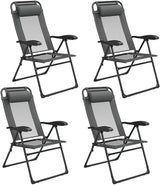 Giantex Set of 4 Patio Folding Chairs, Portable Outdoor Dining Chairs with 7-Level Adjustable Backrest, Headrest - Photo 1