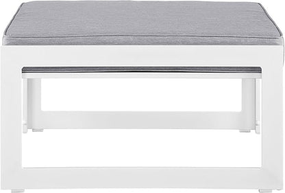 Modway Fortuna Aluminum Outdoor Patio Ottoman in White Gray