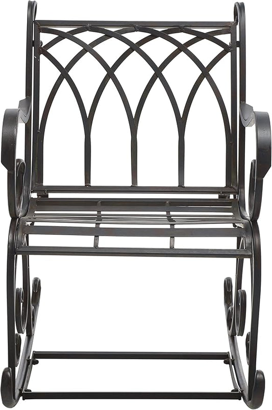 SAFAVIEH Outdoor Collection Medrano Victorian Black Rust Wrought Iron Rocking Chair