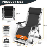 MOPHOTO Zero Gravity Chair, Outdoor Padded Lounge Chair with Side Table, Zero Gravity Recliner Chair - Photo 2