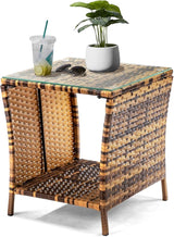 VINGLI Outdoor Wicker Side Table Patio Side Tables for Outside - Photo 1