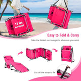 Tangkula Tanning Chair, Outdoor Folding Beach Lounge Chair with Face Hole, Adjustable Footrest, Removable Pillow - Photo 7