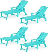 LUE BONA Lounge Chair Outdoor Set of 4, HDPS Chaise Lounge Outdoor with Wheels - Photo 1