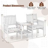 Tangkula Outdoor Wood Loveseat with 2-Tier Side Table and Umbrella Hole - Photo 9