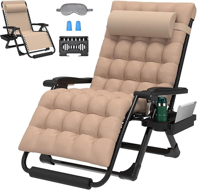 ZENPETIO Oversized Zero Gravity Chair, 33In XXL Zero Gravity Recliner Lounge Chair - Photo 1