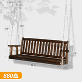 VINGLI Heavy Duty 880 LBS 5 FT Wooden Porch Swing Outdoor, Outdoor Hanging Swing Bench (5 FT, Rustic) - Photo 4