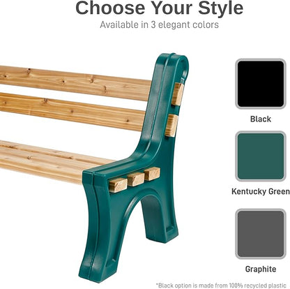 RTS Home Accents Custom Length Lightweight Indoor or Outdoor Bench Ends with Backrest (Wood & Screws Sold Separately), Kentucky Green