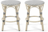 PURPLE LEAF Patio French Round Counter Stool Set of 2 Backless 26" Large Seat White Print Aluminum Frame Barstools with - Photo 1