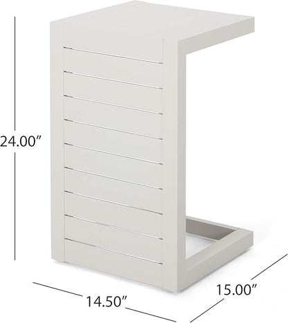 Christopher Knight Home Jesse Coral Outdoor Modern Aluminum C-Shaped End Table, White