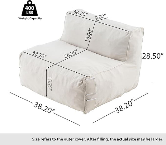Christopher Knight Home Yanita Comfy Outdoor Bean Bag Chair, All Weather Bean Bag Chairs for Adults and Kids, Indoor/Outdoor Single Sofa, Patio Lounge Chair, Modern Outdoor Lounge Seating, Beige