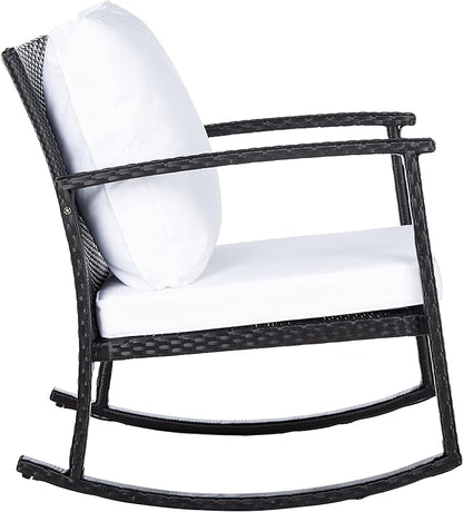 SAFAVIEH Outdoor Collection Daire Black/White Cushion Rocking Chair PAT7721A