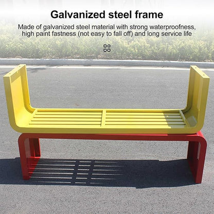 Outdoor Patio Garden Bench, Metal Garden Benches, All-Weather Outdoor Park Bench, for Garden, Balcony, Dining, Porch, Park, Outside, Load Capacity 880lbs(Yellow,120cm/47.2in)