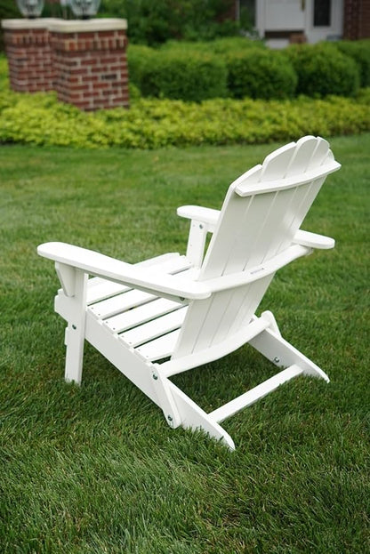 WADDELL Wood Adirondack Chair (White) | Timeless Coastal Design Folding Beach Chair, 400 Lb. Capacity | Stylish Seating for Patio Lounge, Deck, Fire Pit | Durable Outdoor Wooden Chairs for Relaxation