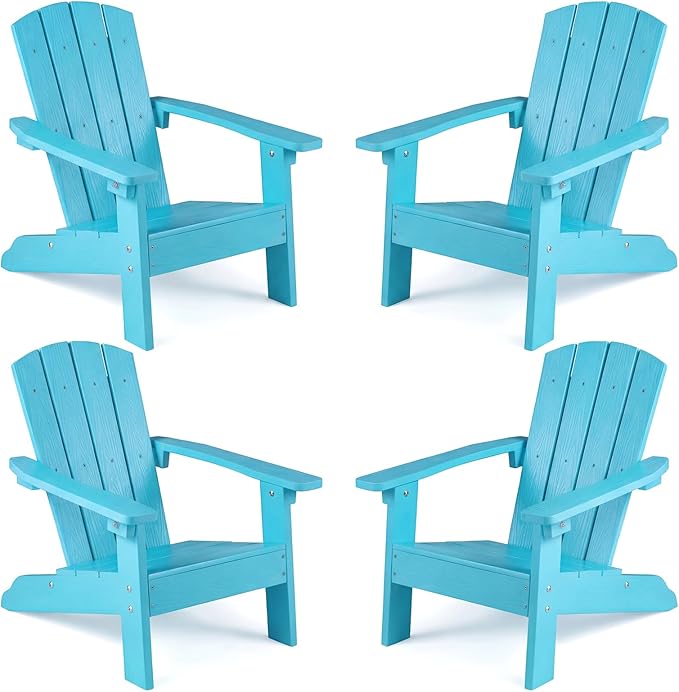 Giantex Kids Adirondack Chair, All-Weather HIPS Children's Outdoor Chair w/Ergonomic Design, Toddler Lawn Chairs for Age 3-8, Kids Beach Chair for Garden Patio Backyard (4,Turquoise)