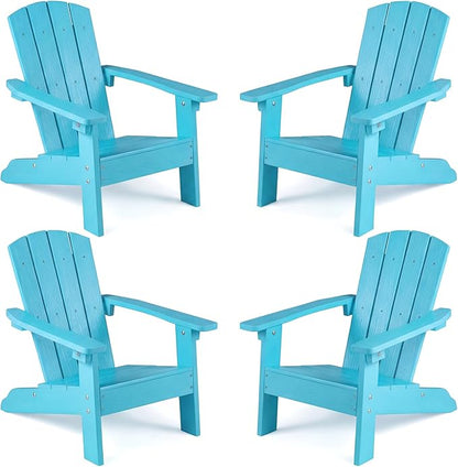 Giantex Kids Adirondack Chair, All-Weather HIPS Children's Outdoor Chair w/Ergonomic Design, Toddler Lawn Chairs for Age 3-8, Kids Beach Chair for Garden Patio Backyard (4,Turquoise)